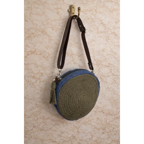 Bolsa Redonda Jeans Verde Militante
